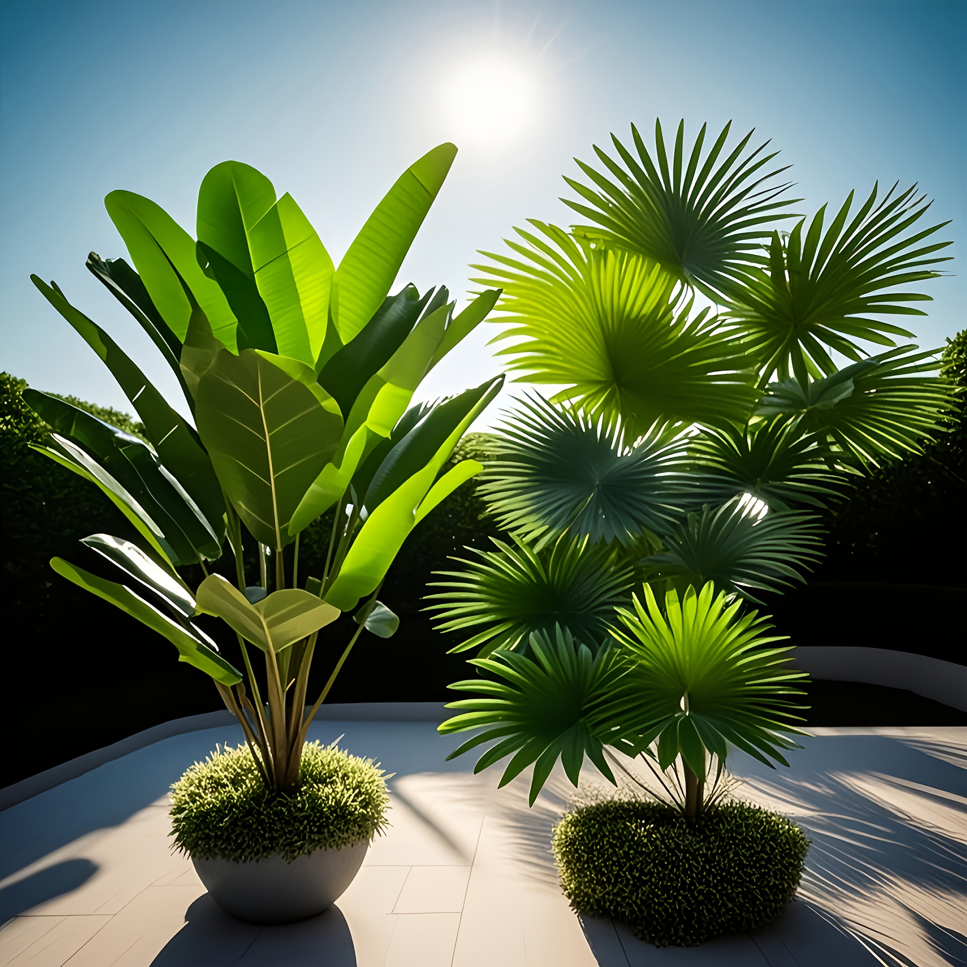 2pcs set of large artificial palm trees - UV resistant, suitable for indoor and outdoor decoration, home, hotel, garden, office, wedding and vacation scenes, floor placement, multifunctional room decoration, green leaf archit 