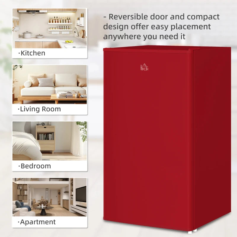 Compact Refrigerator, Mini Fridge with Freezer, Adjustable Shelf, Mechanical Thermostat and Reversible Door, Red