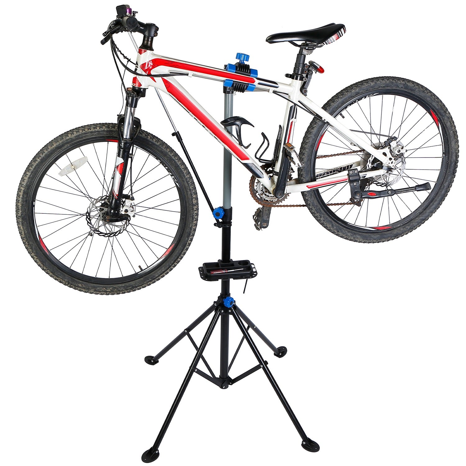 Bicycle Repair Stand Rack Height Adjustable Foldable Bike Maintenance Mechanic Station Rack 66LBS Max Load W/ Magnetic Tool Tray Telescope Arm Balance