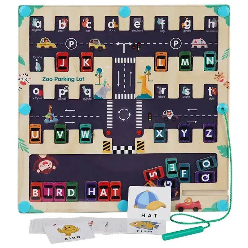 Magnetic Letters Matching Walking Parking Maze Letters Early Cognitive Montessori Educational Toys 