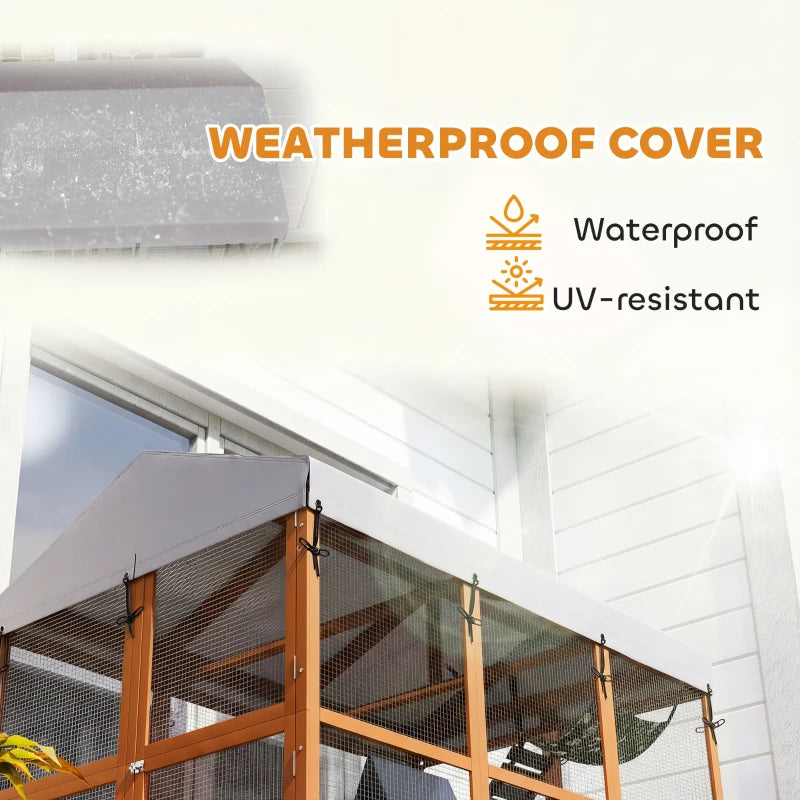 81"H Catio Outdoor with Floor to Prevent Escaping & Easy Cleaning, for 2-4 Cats Kittens, Orange