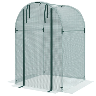 Outsunny Galvanized Steel Crop Cage, Plant Protection Tent with Zippered Door, 4' x 4', Green 