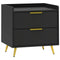 Bedside Table, Nightstand with 2 Drawers, Side End Table with Metal Legs for Bedroom, Black