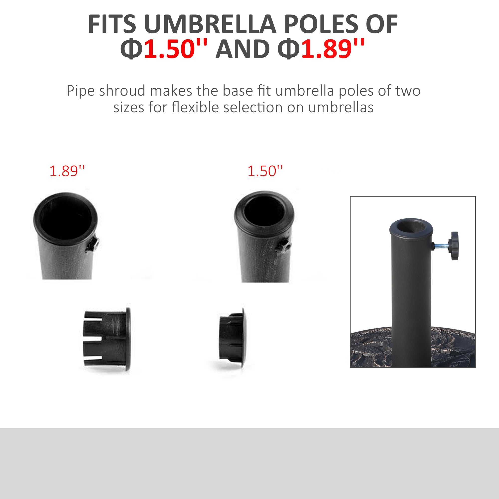 Outsunny Patio Umbrella Base 18” Round Outdoor Decorative Cast Stone Resin Parasol Stand Market Garden Umbrella Holder Bronze 