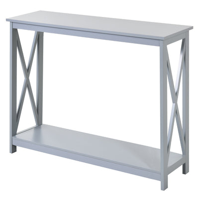 HOMCOM X-Design Console Table: Sofa Side Table with Storage Shelf for Living Room/Entryway, Grey 