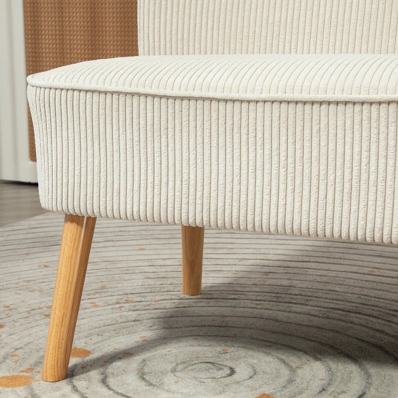 Modern 2 Seater Sofa, Upholstered Two Seater Couch with Rubber Wood Legs, Cream White