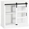 HOMCOM White Glass Door Kitchen Buffet: Sideboard Bar Cabinet with Sliding Door and Adjustable Shelf for Dining Room