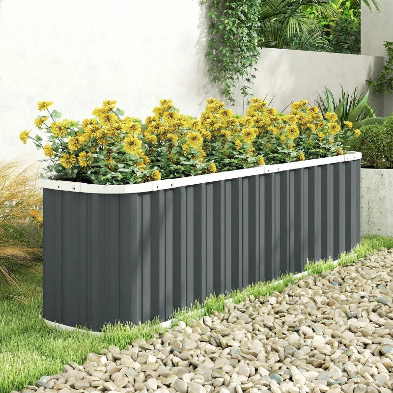 Galvanized Raised Garden Bed, Deep Rot Planter Box, Outdoor Garden Bed with Plant Labels, 7' x 2' x 2', Dark Grey