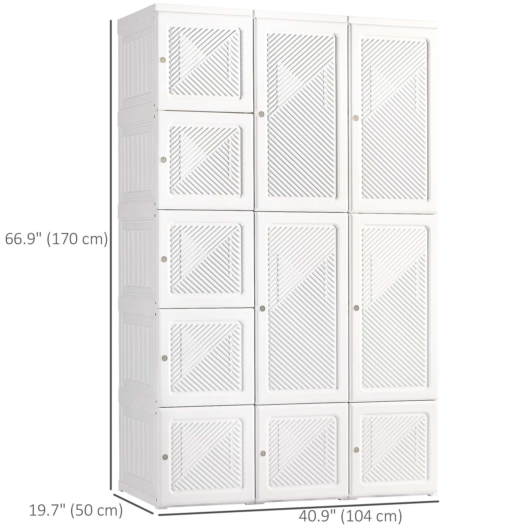 HOMCOM Portable Wardrobe Closet, Folding Bedroom Wardrobe, Clothes Storage Organizer with 8 Cube Compartments, White 