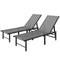 Outdoor Lounge Chair Set of 2, 5-Position Reclining Outdoor Chaise Lounge Tanning Chair with Mesh Seat, Grey