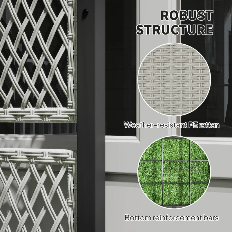 Wicker Outdoor Planter with Trellis, 58" Standing Garden Bed with Liner, Drainage Holes for Climbing Plants, Mixed Grey