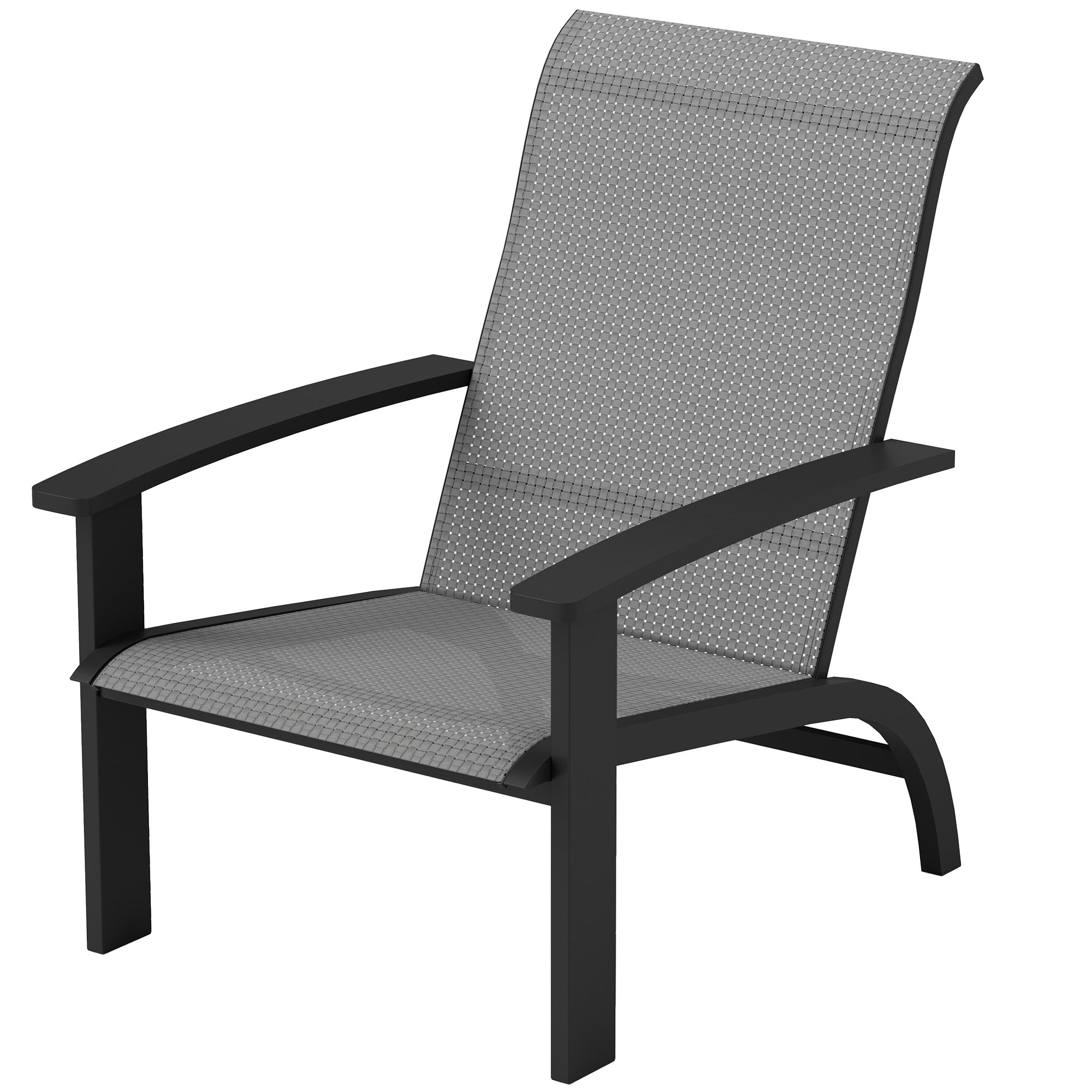 Outsunny Outdoor Adirondack Chair Muskoka Chair with Aluminum Frame, Mesh Seat, High Back for Garden, Deck, Dark Grey 