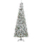 HOMCOM 9 Foot Pencil Snow Flocked Artificial Christmas Tree with 1350 Pine Realistic Branches, Pine Cones, Red Berries, Auto Open