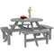 8 Seater Round Wooden Pub Bench & Picnic Table, Patio Dining Set for Outdoor Patio (Umbrella Not Included)