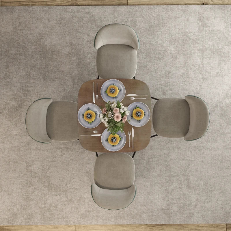 Dining Table for 4 People - Modern Kitchen Table with Wood-Effect Top, 27.6" x 27.6", Dark Brown