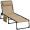 Outdoor Folding Chaise Lounge, Reclining Lounge Chair with Adjustable Backrest and Removable Pillow, Beige