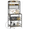 Kitchen Baker's Rack with Power Outlet and LED Light, 5-Tier Coffee Bar Station with 10 Hooks, Grey