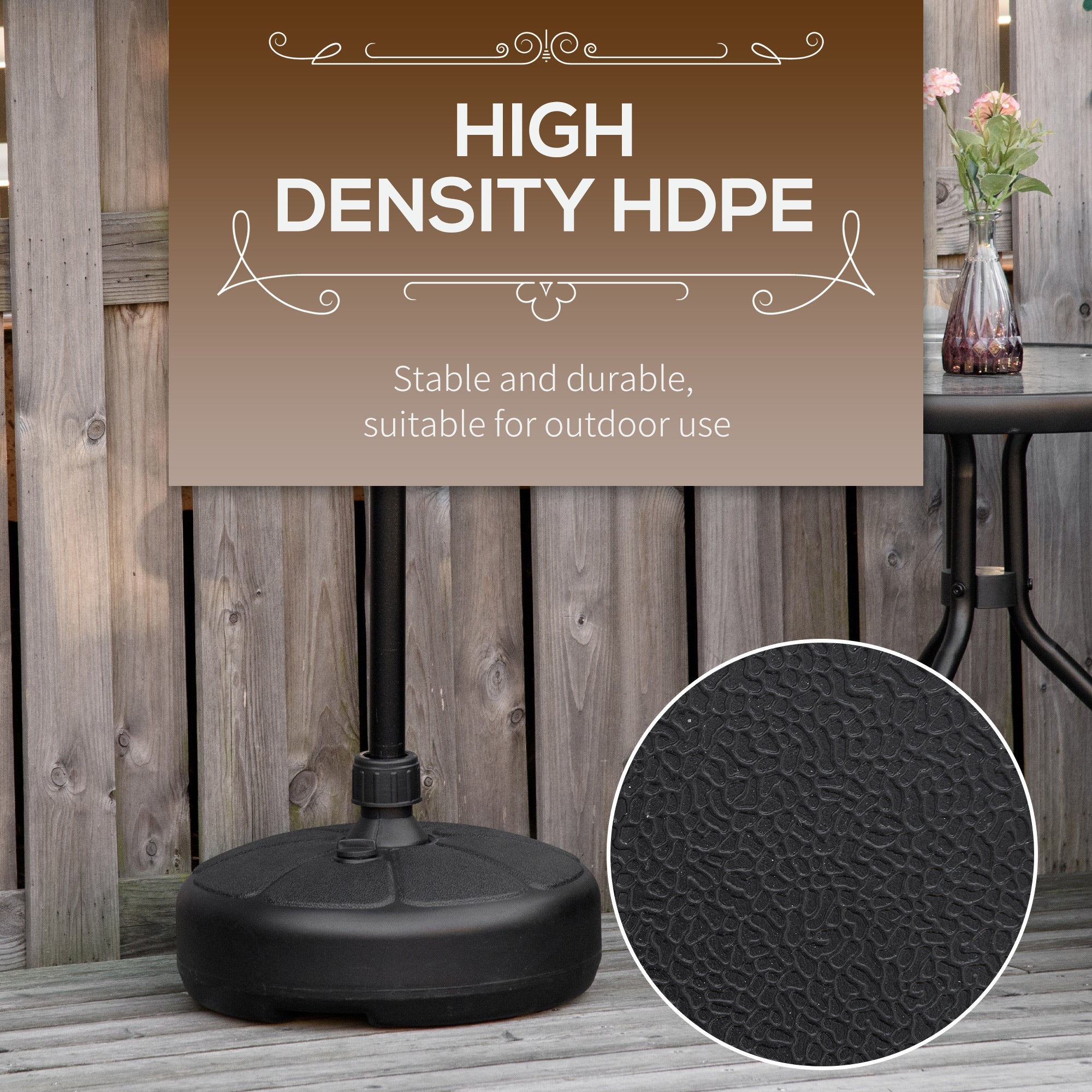 Outsunny Patio Umbrella Base, Round Umbrella Stand, Water or Sand Filled, Garden Umbrella Holder for 1.26", 1.5" Poles, Black 