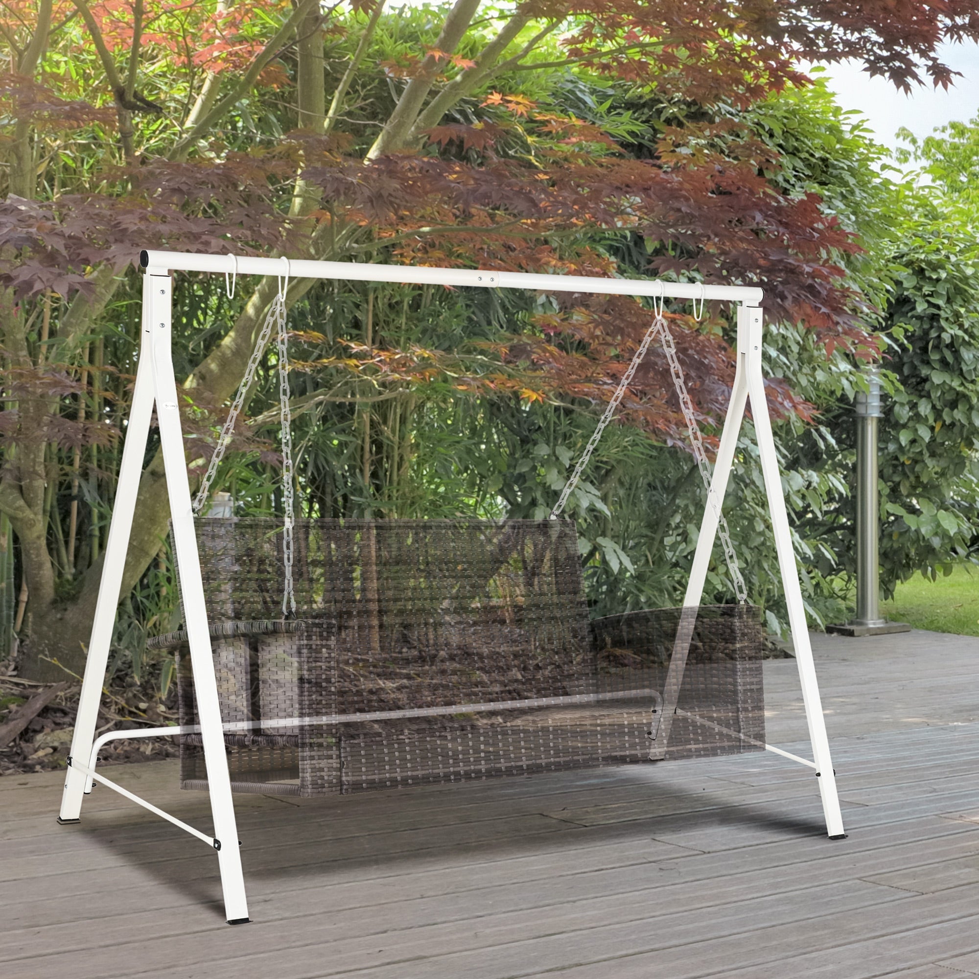 Outsunny Metal Swing Stand Swing Frame, Hanging Chair Stand Only, 528 LBS Weight Capacity, for Backyard, Patio, Lawn, White 