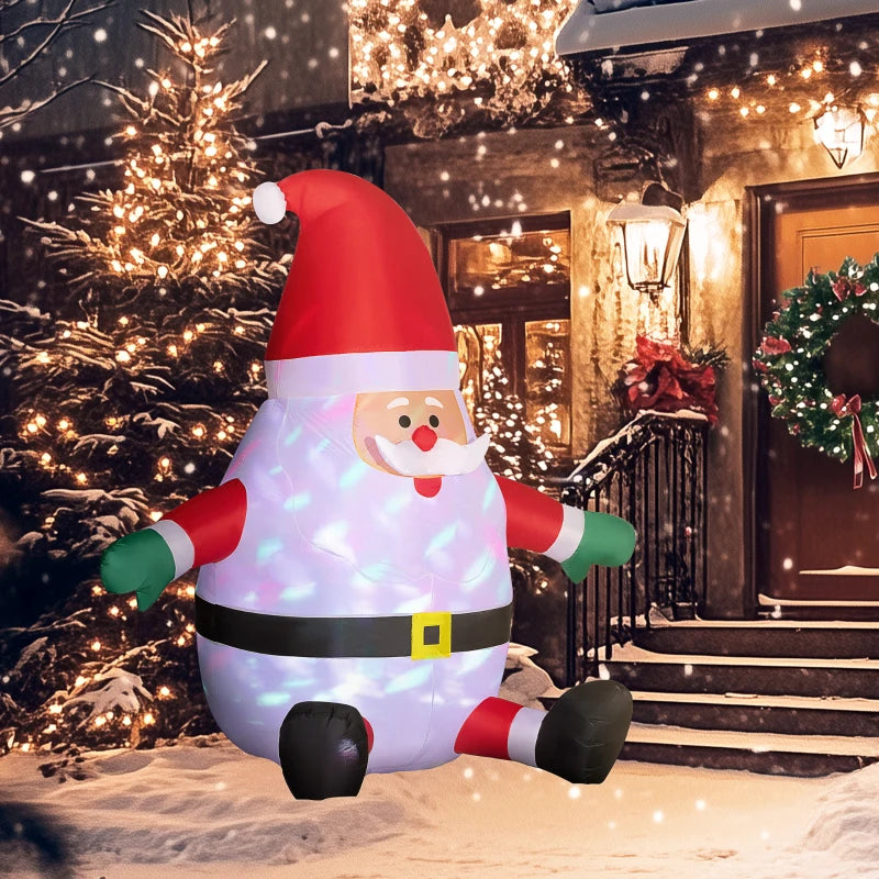Outsunny 8ft Inflatable Christmas Santa Claus – LED Light-Up Blessings Sign, Outdoor Blow-Up Yard Display 