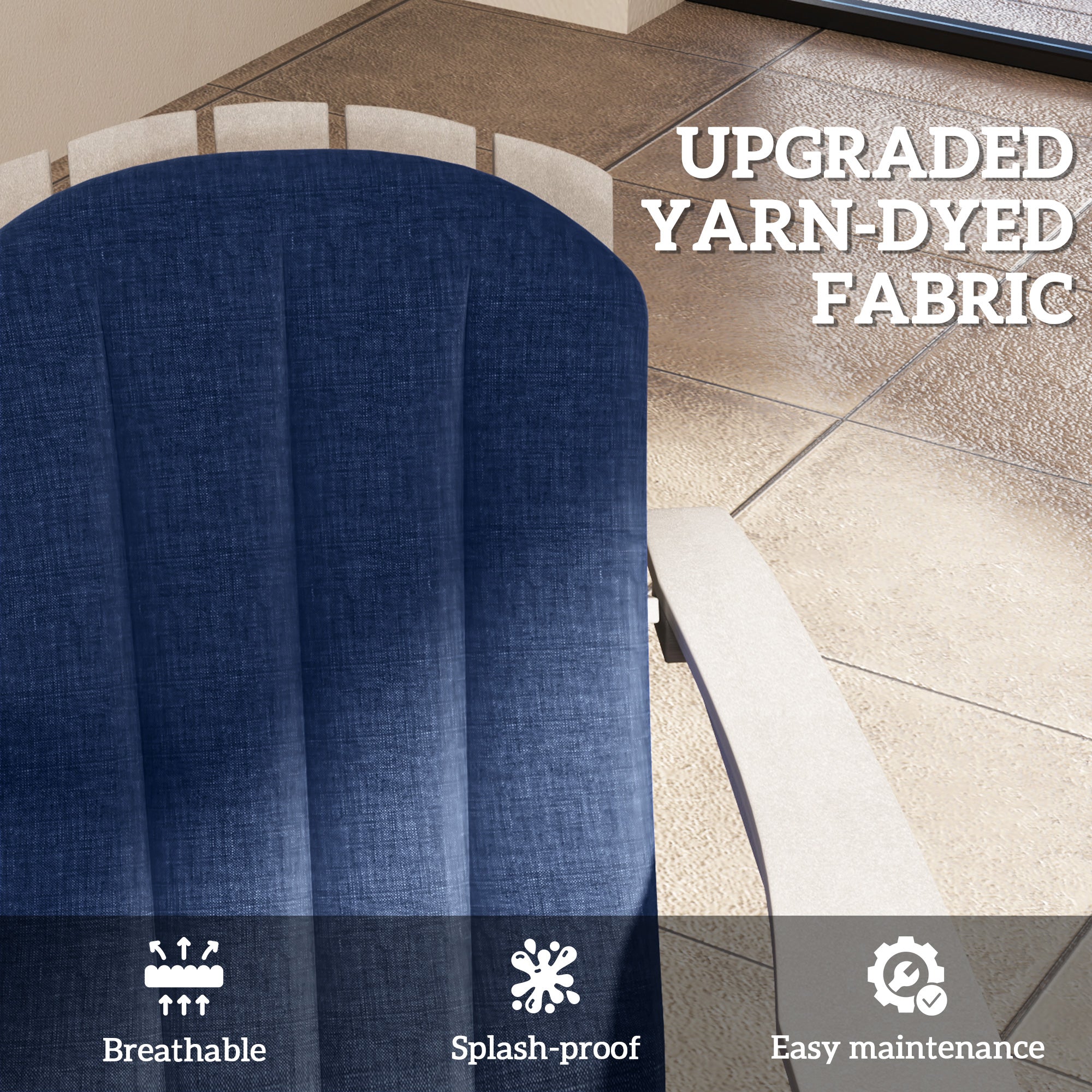 Outsunny Set of 2 Patio Chair Cushions, High Back Adirondack Chair Cushion with Ties, High-Density Foam, Navy Blue 