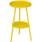 Round Garden Table, 2-Tier Small Side Table, Metal Patio Table Coffee Table Dining Table, Yellow