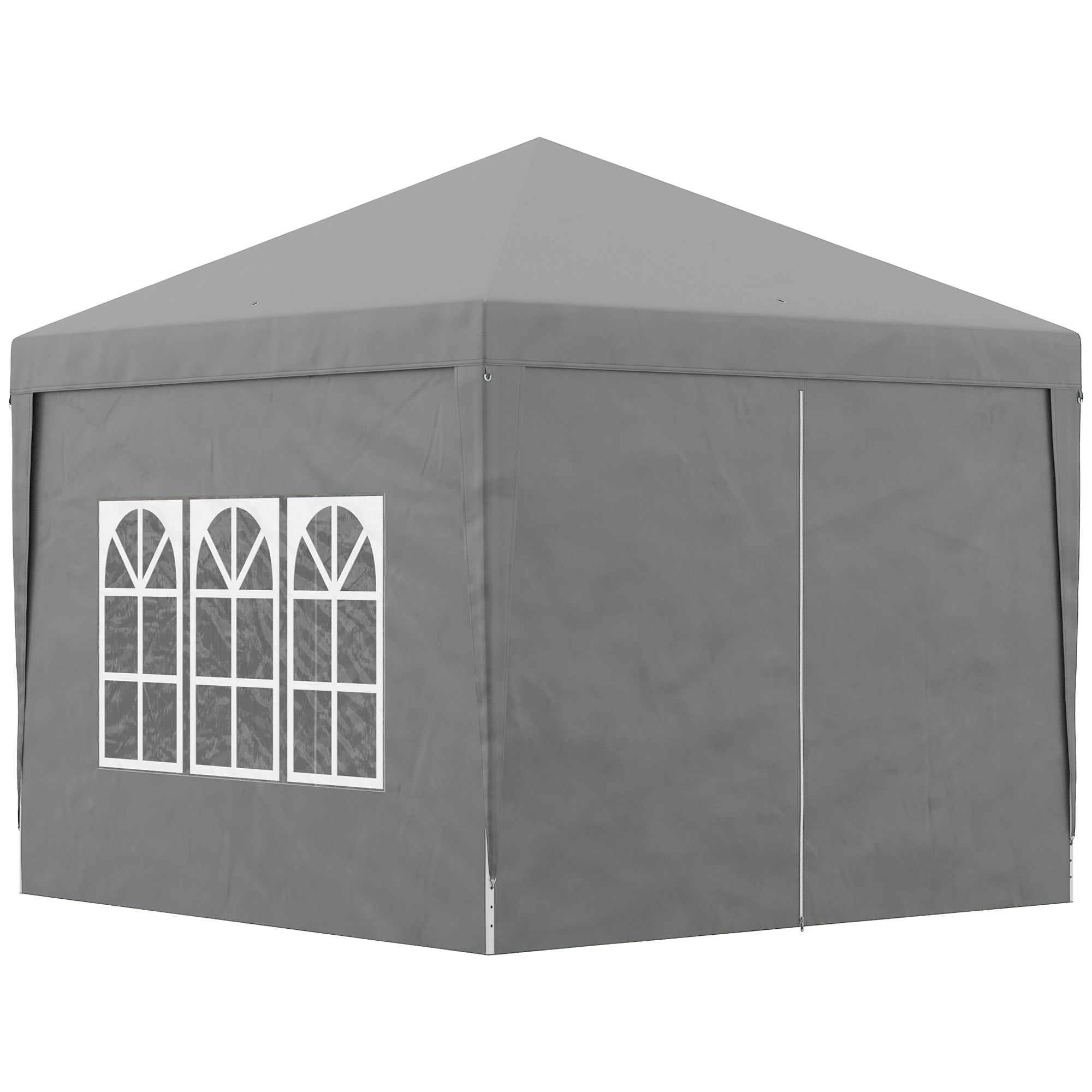 Outsunny 10'x10' Outdoor Pop Up Canopy Tent, UV Resistant Wedding Gazebo 3 Level Adjustable Heights, with Carrying Bag Light Grey 