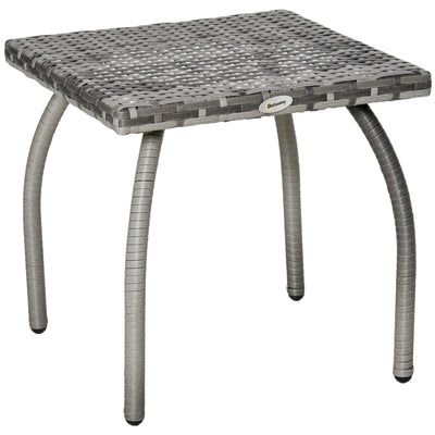 Outsunny Rattan Coffee Table 18" Outdoor Side Patio Wicker Furniture Square All-Weather PE Garden Balcony 