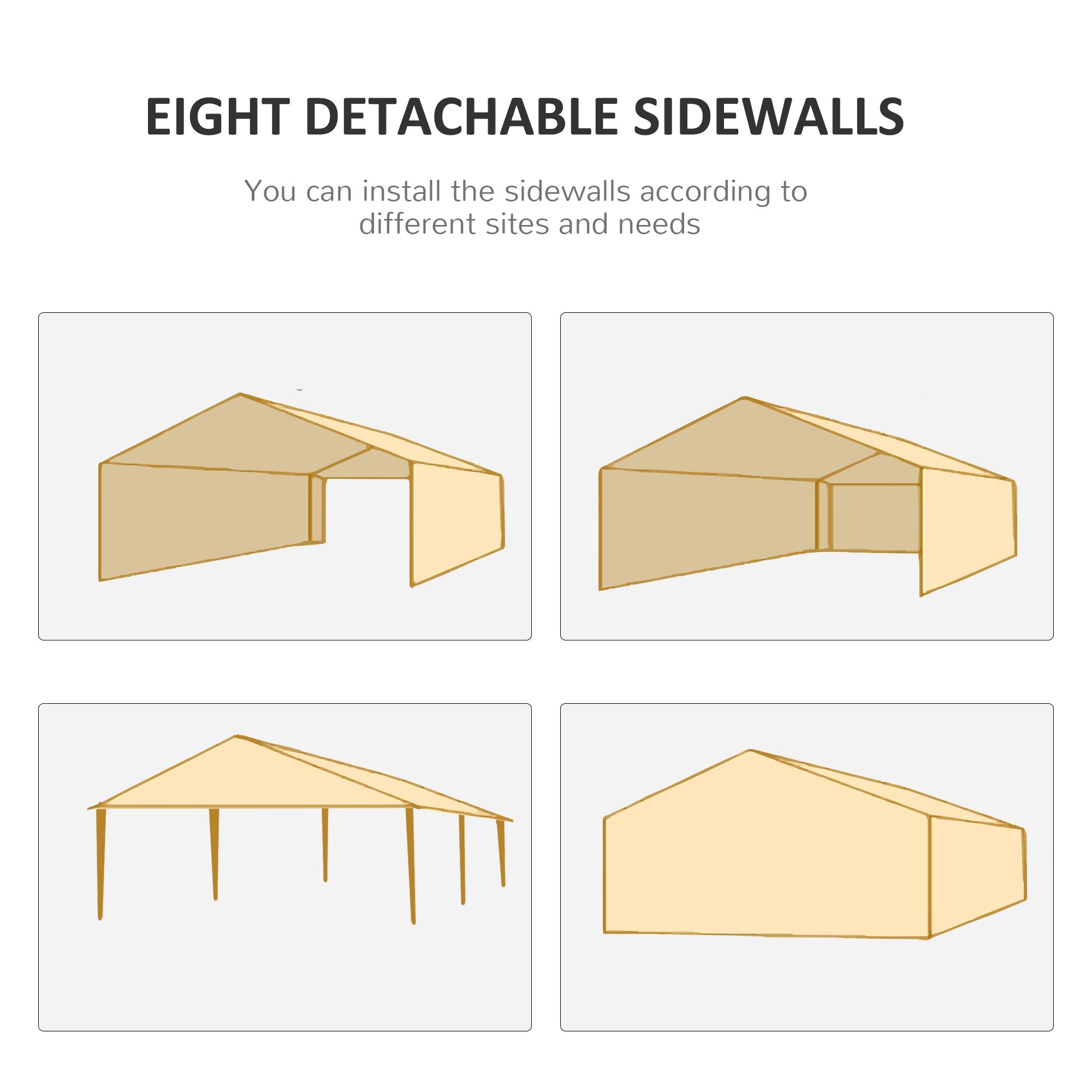 Outsunny 10' x 28' Party Gazebo Tent, Portable Folding Wedding Tent, Garden Canopy Event Shelter, with 8 Removable Sidewalls, White 