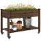 Mobile Raised Garden Bed Elevated Wood Planter Box with Lockable Wheels, Storage Shelf for Herbs Vegetables, Carbonized