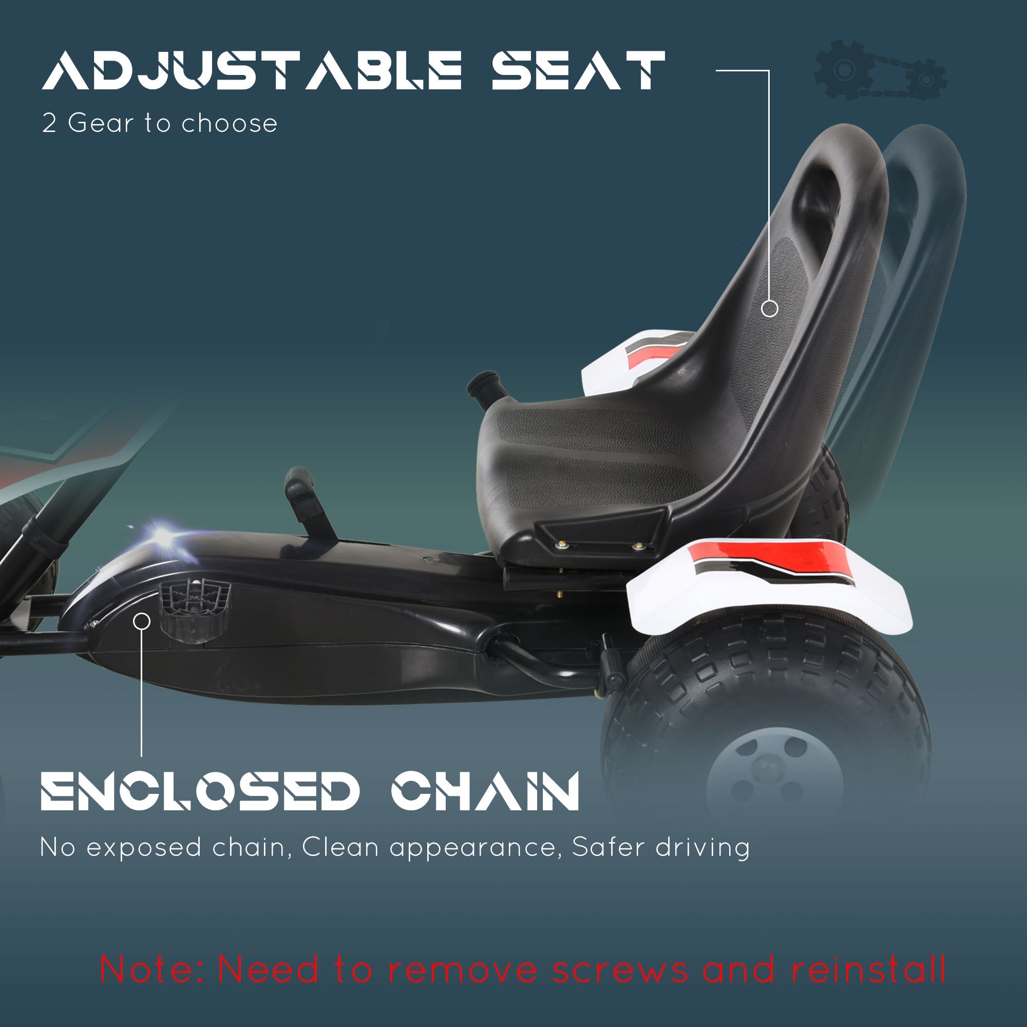 Aosom Pedal Go Kart for Kids Racing Style Ride on Car with Adjustable Seat Handbrake Black 