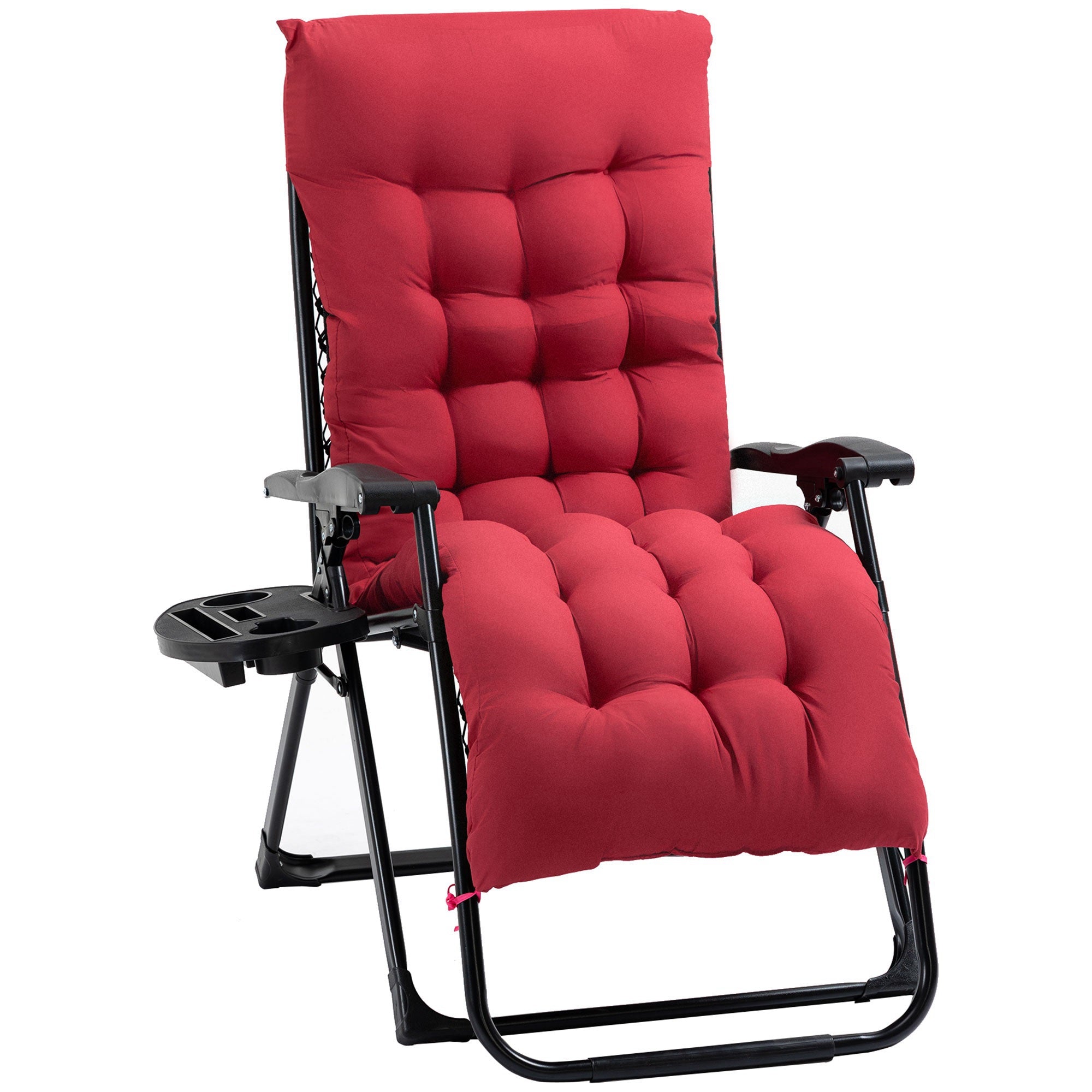 Outsunny Crimson Comfort: Zero Gravity Chair, Red Padded Folding Recliner with Cup Holder, Adjustable Backrest, and Removable Cushion 