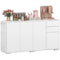 Kitchen Sideboard Storage Cabinet, Modern Coffee Bar Cabinet with Push-Open Design and 2 Drawers, Adjustable Shelving for Living Room, White