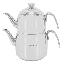Korkmaz Droppa 2 Piece 1.1 and 2.3 Liter Stainless Steel Maxi Tea Pot Set - Free Shipping 