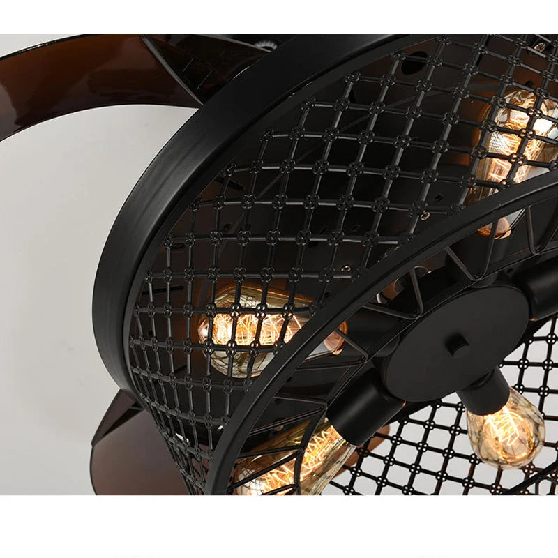 New Black Invisible Fan Lamp - Mute Creative Ceiling Fan Light for Living Room and Bedroom 