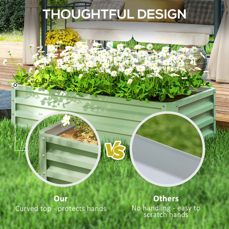 Galvanized Raised Garden Bed, Outdoor Planter Box for Vegetables, Flowers, Herbs, 4' x 2' x 1', Light Green
