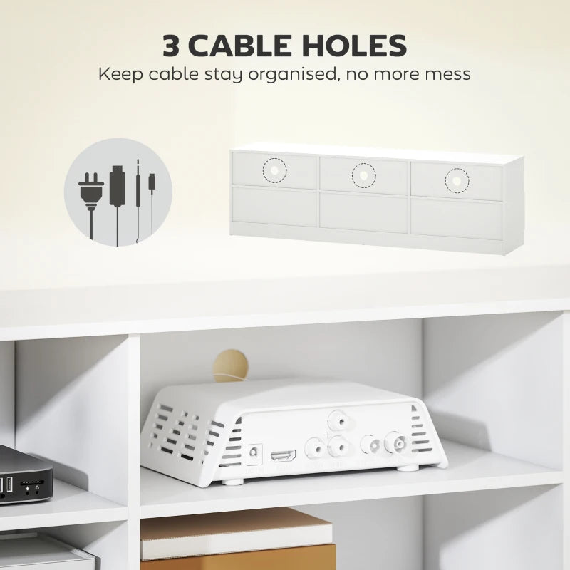 TV Stand with Storage, Modern Entertainment Center with 3 Cabinets and 3 Open Shelves, for TVs up to 85", White