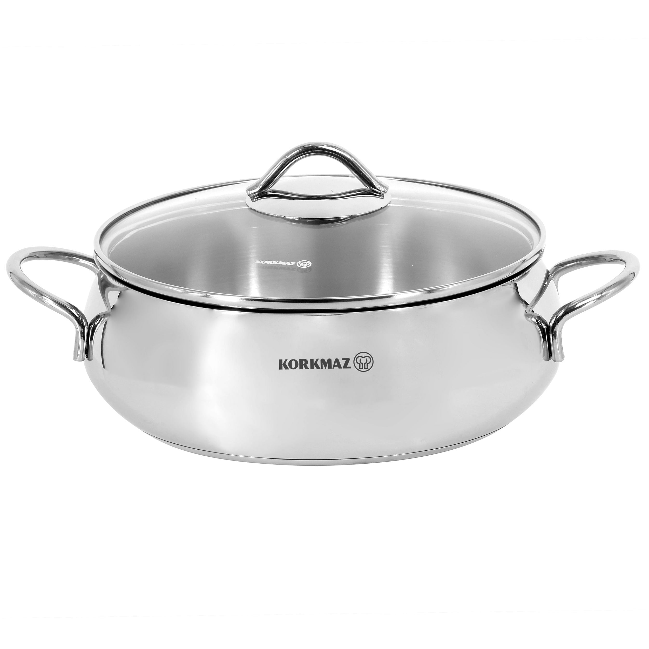 Korkmaz Tombik 3.6 Liter Stainless Steel Low Casserole in Polished Silver - Free Shipping