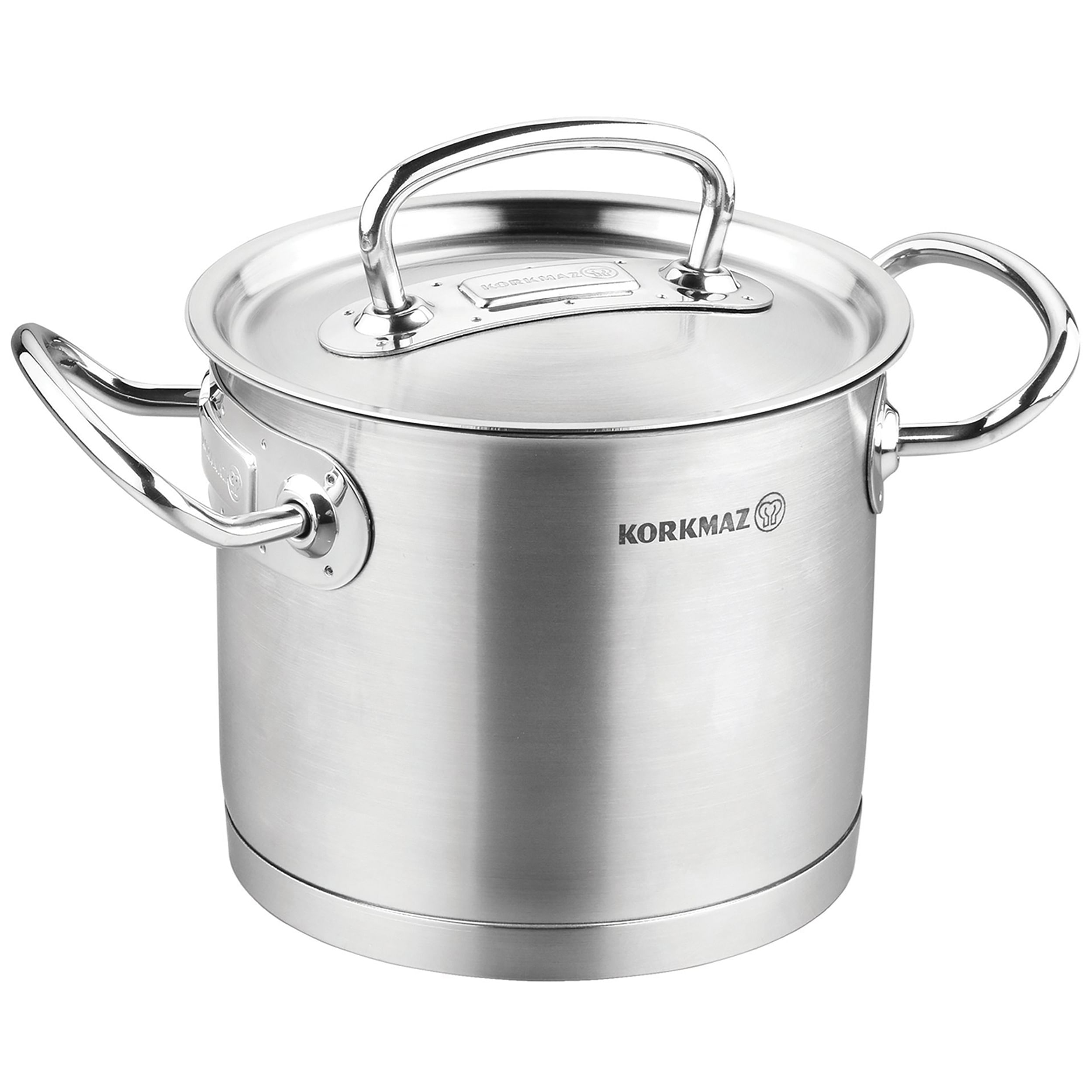 Korkmaz Proline Professional Series 14.5 Liter Stainless Steel Extra Deep Casserole with Lid in Silver - Free Shipping