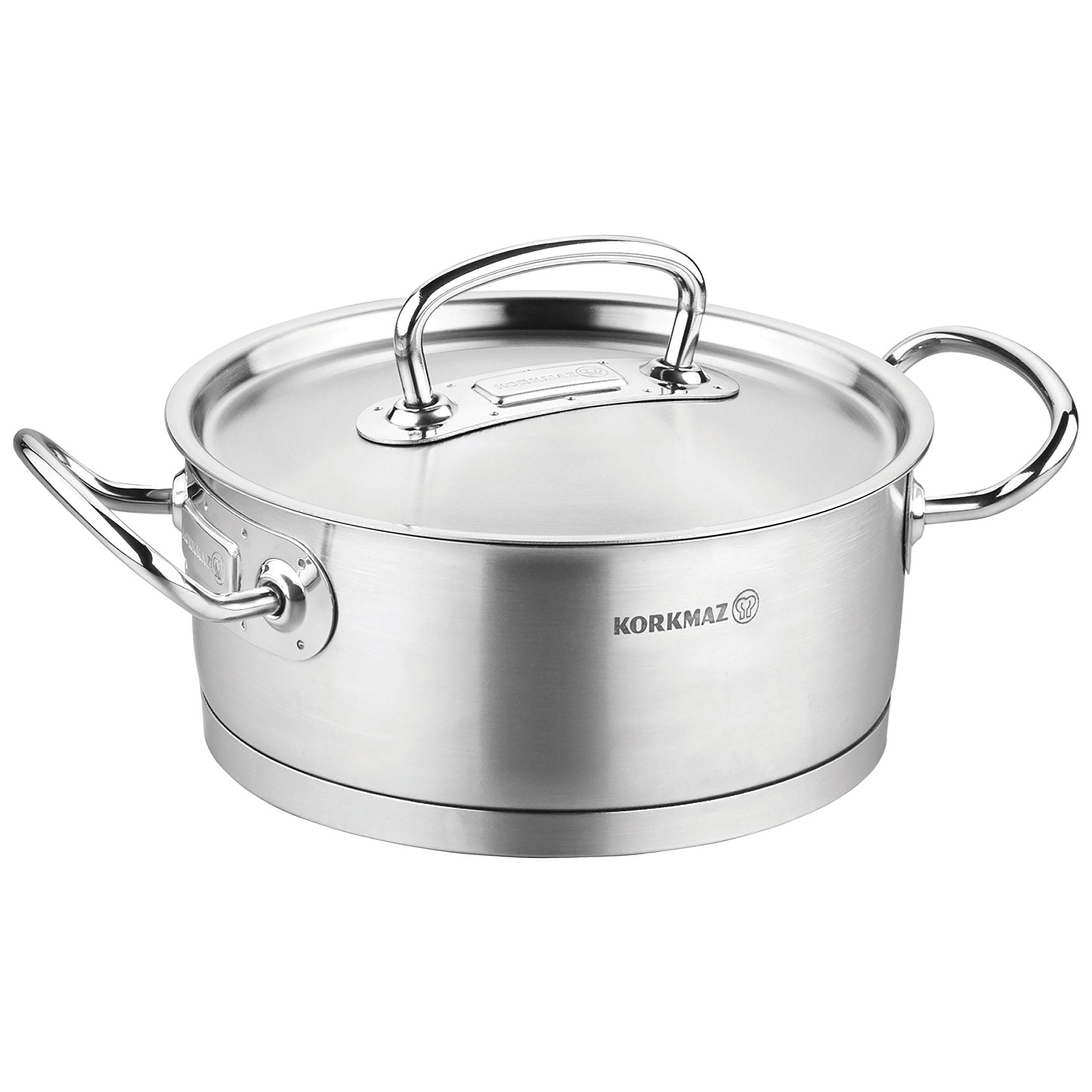 Korkmaz Proline Professional Series 2.8 Liter Stainless Steel Low Casserole with Lid in Silver - Free Shipping 