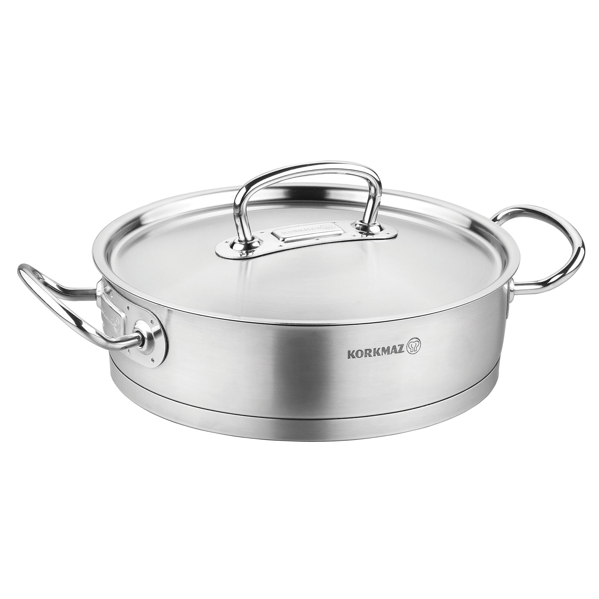 Korkmaz Proline Professional Series 3.1 Liter Stainless Steel Saute Pan with Lid in Silver - Free Shipping 