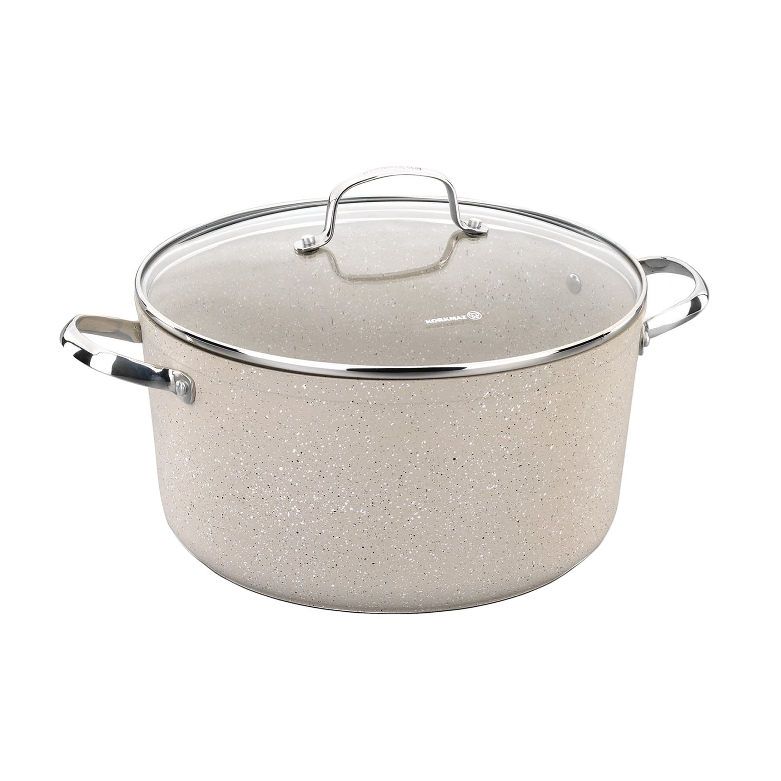 Korkmaz Granita 3 Liter Aluminum Nonstick Casserole with Lid in Tan - Free Shipping