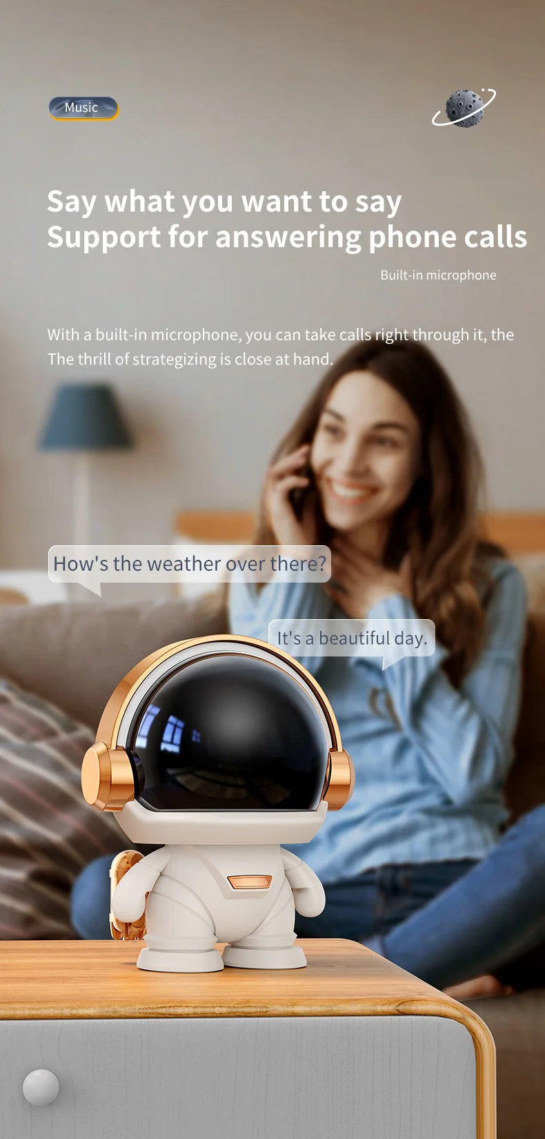 New Wireless Bluetooth Astronaut Speaker - TWS Couple Cute Space Robot Subwoofer, Outdoor Gift 