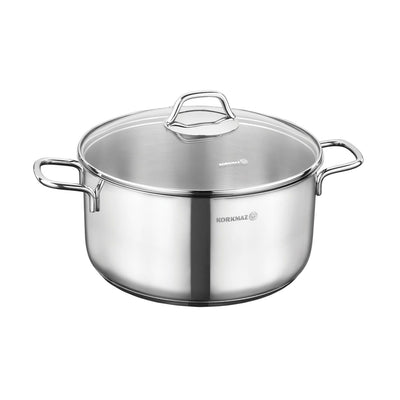 Korkmaz Perla 2 Piece 8.5 Liter Stainless Steel Casserole with Lid in Silver - Free Shipping 