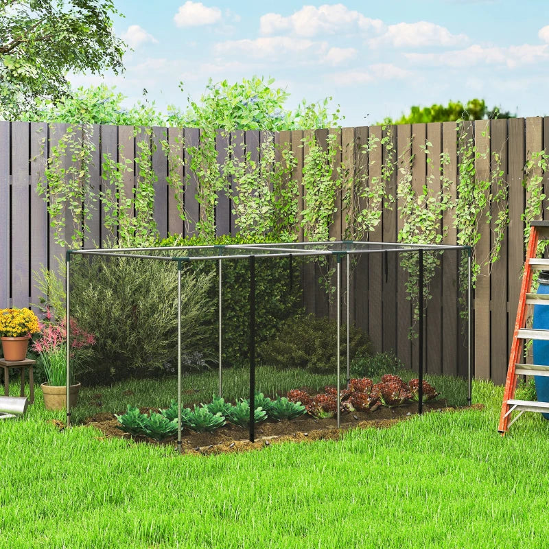 Galvanized Steel Crop Cage, Plant Protection Tent with Zippered Door, 8' x 4', Black