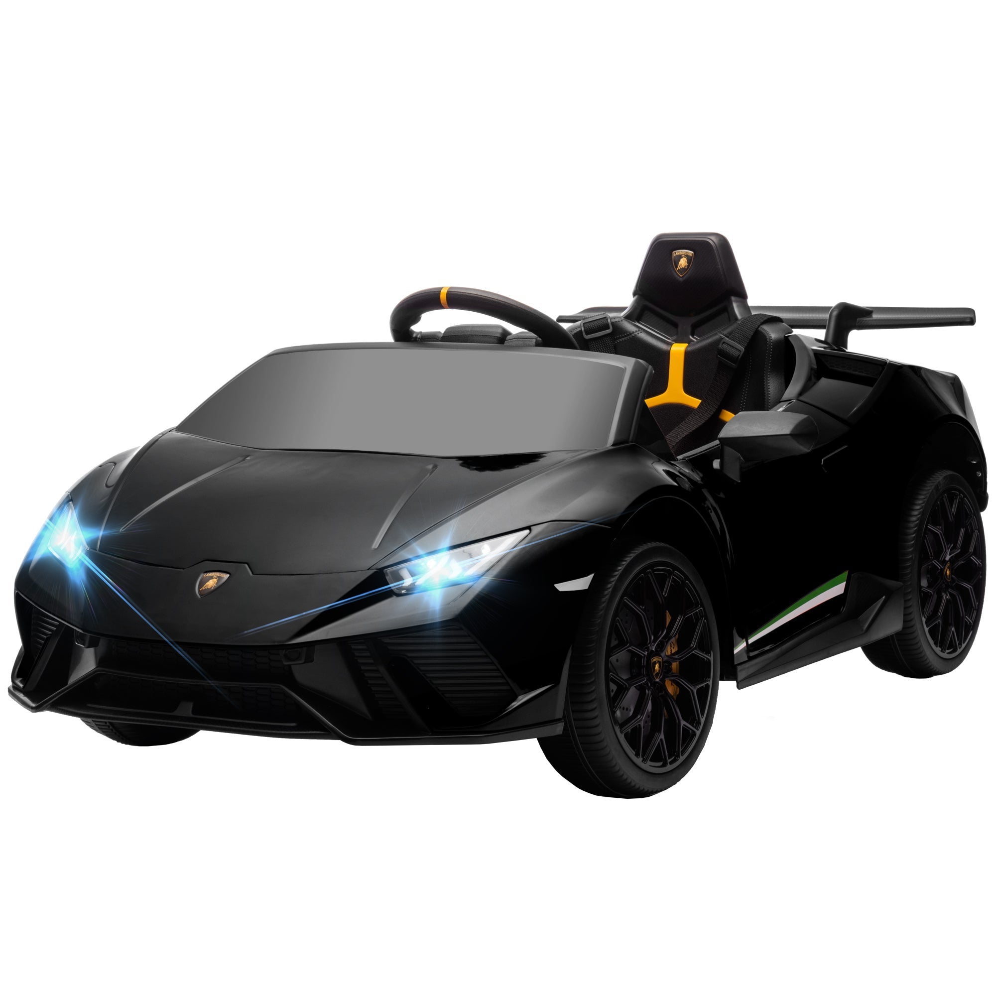 Qaba 12V Lamborghini Huracan Licensed Kids Electric Car with Remote Control, Spring Suspension, Transport Wheels, Black 