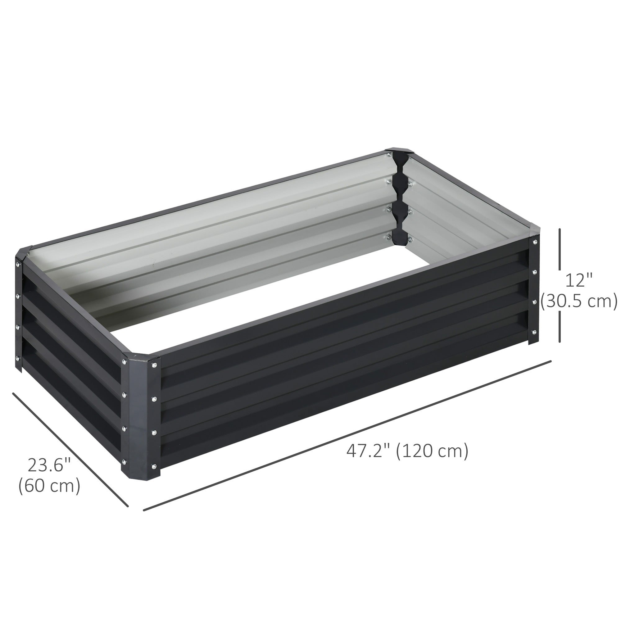 Outsunny Raised Planter Box 4'x2'x1' Galvanized Steel Garden Bed Vegetables Flowers Herbs Gardening Patio Grey 