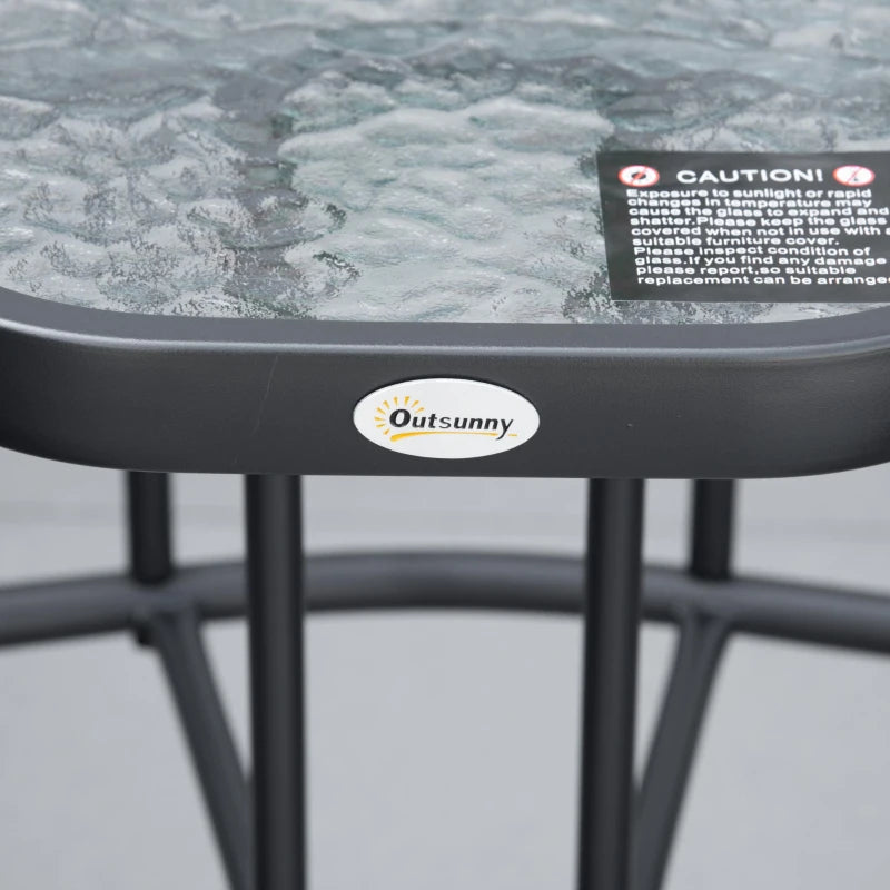 Double Patio Glider Chair with Glass Top Center Table, Outdoor Glider Loveseat with High Back,  All Weather Breathable Mesh Fabric for Garden, Backyard, Deck, Black
