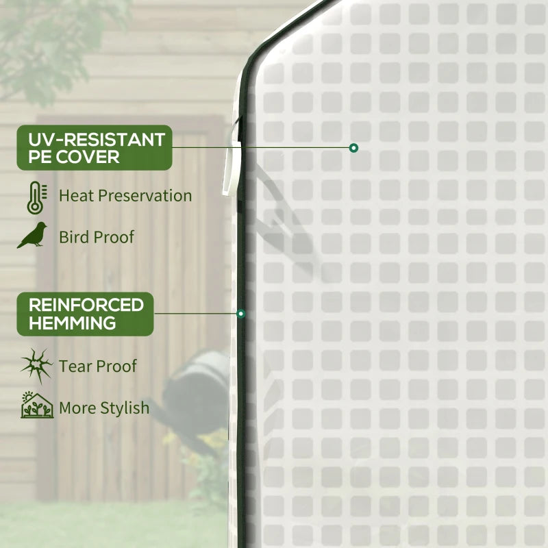 Portable Greenhouse, Walk-In Small Outdoor Green House with 2 Tier U-Shaped Flower Rack Shelves, 4.6' x 4.7', White