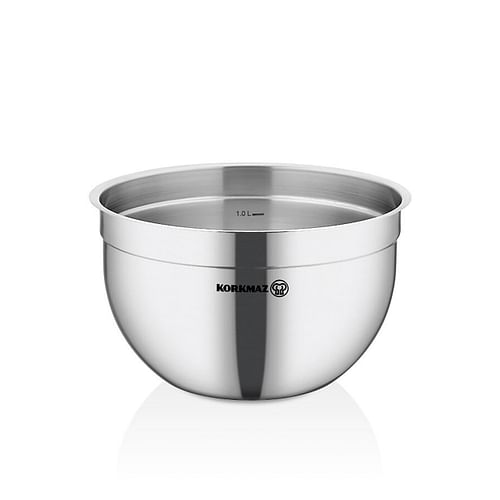 Korkmaz Gastro Proline 3.2 Quart Stainless Steel Mixing Bowl in Silver - Free Shipping 